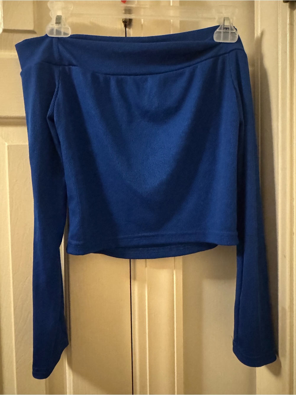 Blue Off-Shoulder Long Sleeve Women's Top